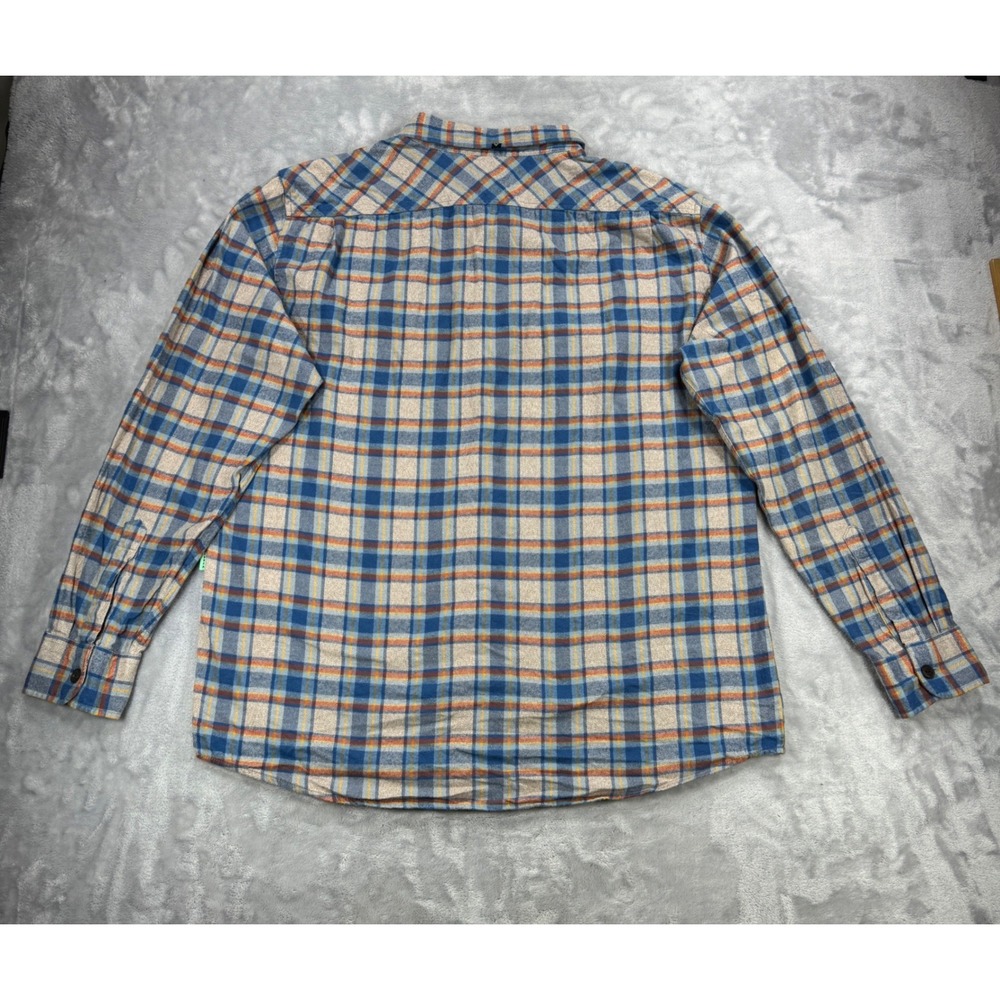 VISSLA Central Coast ECO Flannel Shirt Mens XL Blue Orange Organic Cotton Plaid - Picture 8 of 13